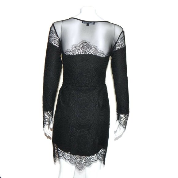FOR LOVE & LEMONS Black Lace Mesh Long Sleeve Sexy Womans Dress size S /5331 - Picture 4 of 6
